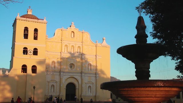 Cathedral of Comayagua, illuminated by a nice red sunset light