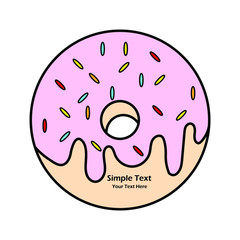 donut with pink glaze. donut icon, vector illustration