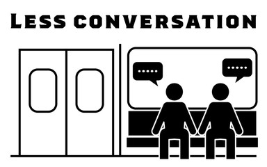 電車内での会話は控えめにするよう勧めるアイコン