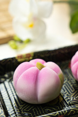 Traditional Japanese dessert confectionery cake wagashi or snow skin mooncake