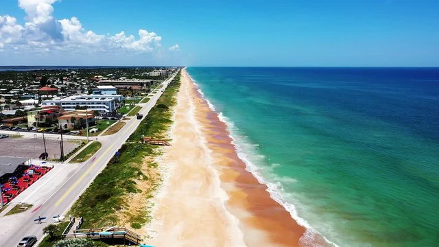 Ormond Beach, Florida - Waves lap the shoreline of the beach along Route A1A.