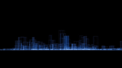 Obraz premium Abstract city 3d rendering with lines and digital elements