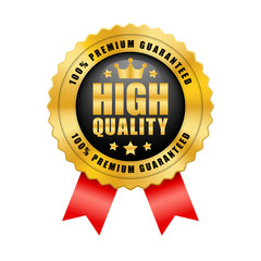High quality 100% premium guaranteed crown and 5 stars badge logo with ribbon  vintage design