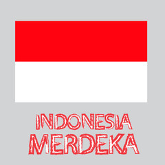 Vector of Indonesia Flag. The flag of Indonesia consist of two color  red and white  represent the brave and holiness  INDONESIA MERDEKA