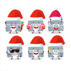 Santa Claus emoticons with grey lunch box cartoon character