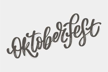 Oktoberfest celebration background. Happy Oktoberfest in German Lettering typography. Beer festival decoration badge icon.