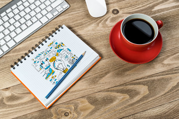 Business workplace with stuff