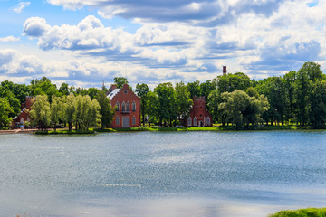 Admiralty on a bank of Big Pond in Catherine park at Tsarskoye Selo in Pushkin, Russia