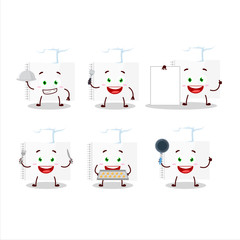 Cartoon character of drawing book with various chef emoticons
