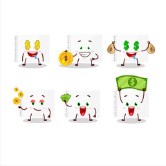Drawing book cartoon character with cute emoticon bring money