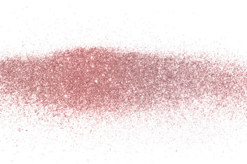 Pink glitter on white background