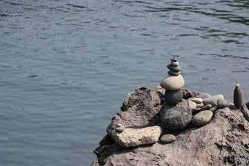 Balanced stone on a jeju beach