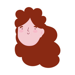 young woman brunette cartoon character face isolated icon image