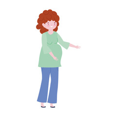 pregnant young woman cartoon avatar standing isolated icon