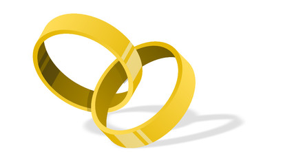 Interlocking golden wedding rings.