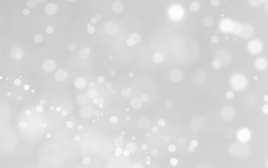 Fototapeta na wymiar White lights bokeh, defocus glitter blur on gray background. illustration.