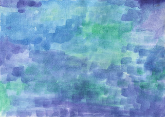 Blue and green watercolor texture. Oil painted high resolution background for design. There is blank place for your text, textures design art work or skin product.
