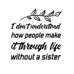  I don’t understand how people make it through life without a sister. Vector Quote