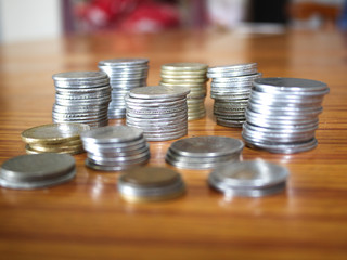 Indian coins on table 