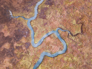 Meander - Los Osos Creek works its way toward Morro Bay, as viewed from above. Los Osos,...