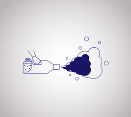 Disinfection black line icon. Cleaning concept. Prevention coronavirus. Protection disinfects. Methods of controlling the epidemic. Vector illustration flat design. Cleaner in the hand.