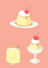 かわいいプリンの三点セット