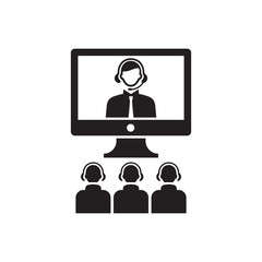 Conference video call icon black vector illustration
