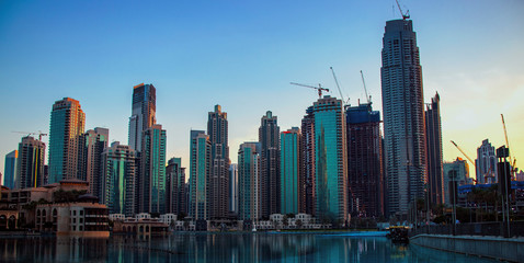 Fototapeta na wymiar Downtown area in Dubai, View from Dubai mall