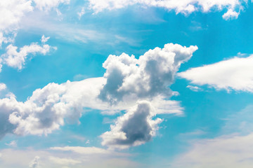 Naklejka na ściany i meble sky and clouds nature background,bright sun light on blue sky with white clouds