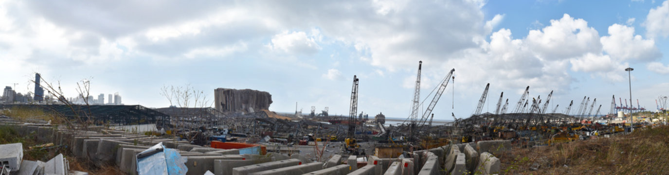 Panoramic View Of Beirut Harbor After The Terrible Blast Due To Corruption