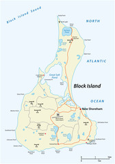vector road map of Block Island, Rhode Island, United States