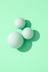 Minimal aesthetic still life monochrome design. Aqua Menthe trends. .Circles abstraction geometry