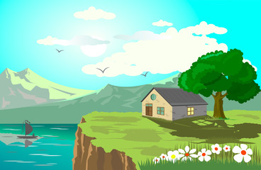 Landscape with house vector