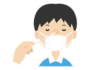 PCR検査をする男の子　抗体検査
A man who tests for PCR. Sample collection.A man who checks for viruses.