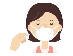 PCR検査をするお母さん　抗体検査
A woman who tests for PCR. Sample collection. A woman who checks for viruses.