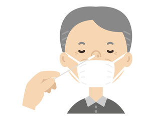 PCR検査をするおじいちゃん　抗体検査
A man who tests for PCR. Sample collection.A man who checks for viruses.