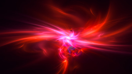 3D rendering abstract multicolored fractal light background with bright center