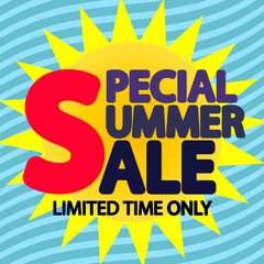 Special Summer Sale, discount poster design template, vector illustration