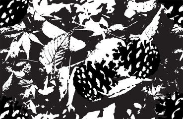 Vector seamless autumn background. Black and white texture. EPS 10