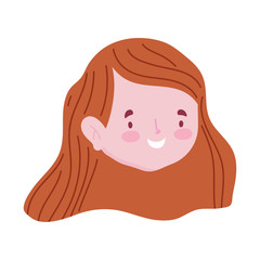 happy woman cartoon character face isolated icon image