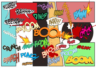 Comic Book Illustration Style Sound Effects, Onomatopoeia Words for Comics