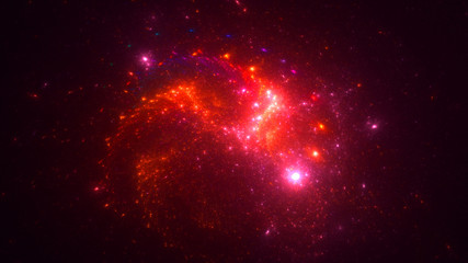 3D rendering abstract red fractal light background