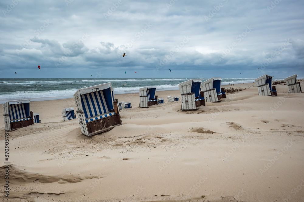 Wall mural beach chairs on the beach