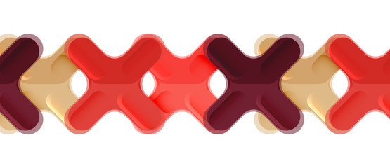 Glossy multicolored plastic style cross composition, x shape design, techno geometric modern abstract background. Trendy abstract layout template