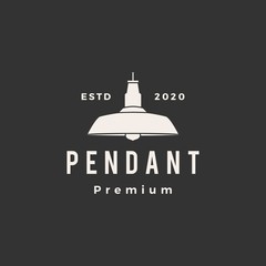 industrial pendant hanging light interior hipster vintage logo vector icon illustration