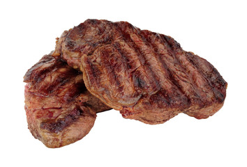 Grilled juicy fillet beef steaks isolated on a white background