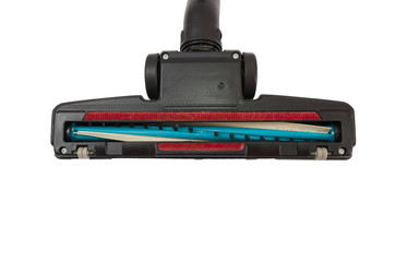 detailed rear view of vacuum cleaner Isolated on white background. Part of a black vacuum cleaner.