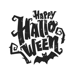 Happy Halloween vector lettering. Holiday lettering for banner. Happy Halloween poster, greeting card, party invitation. Vector illustration.