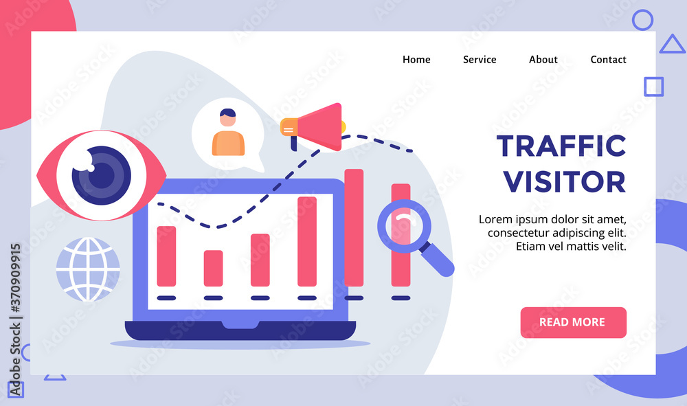 Wall mural traffic visitor statistic chart on display for web website home homepage landing page template banne