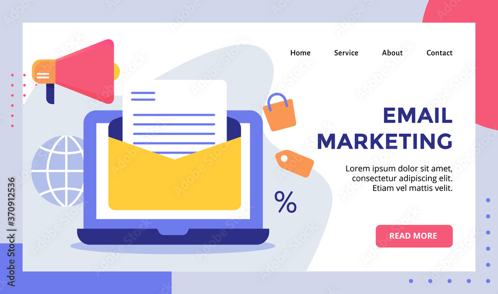 Wall mural email marketing open mail on display monitor for web website home homepage landing page template ban